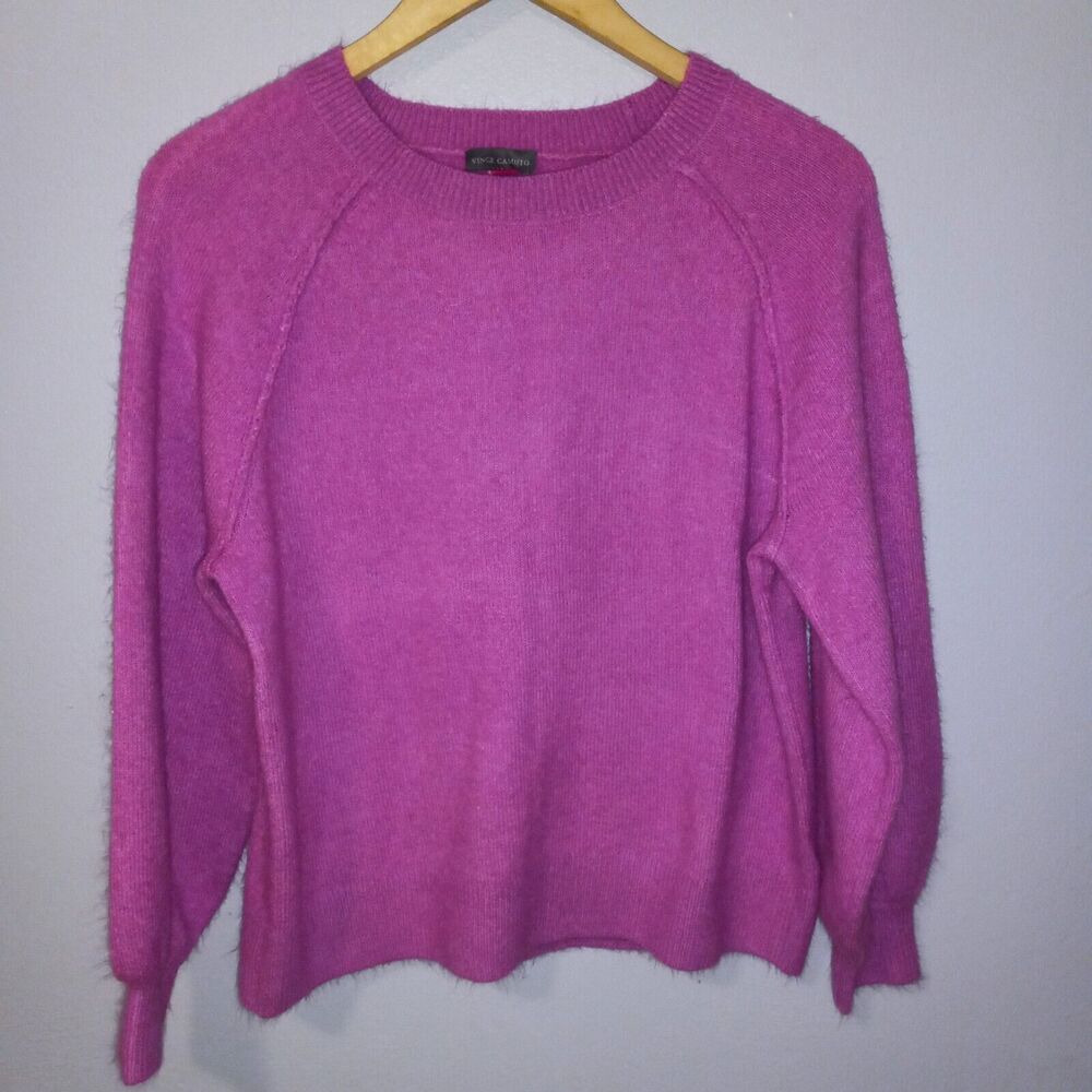 Vince Camuto Crewneck Pink Sweater-XS-Balloon Sleeve-Very Soft-Bright-Dopamine